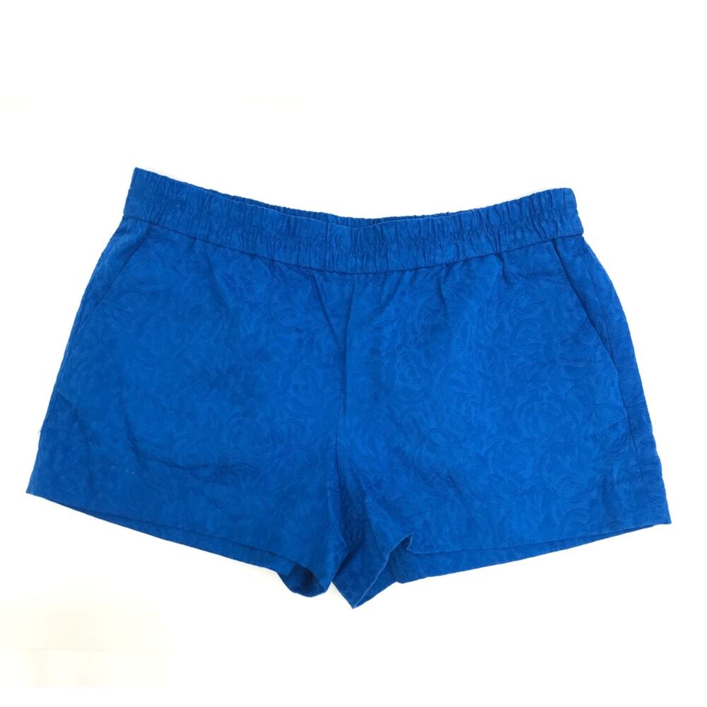 J. Crew Factory Royal Blue Floral Elastic Waist Shorts Womens 14